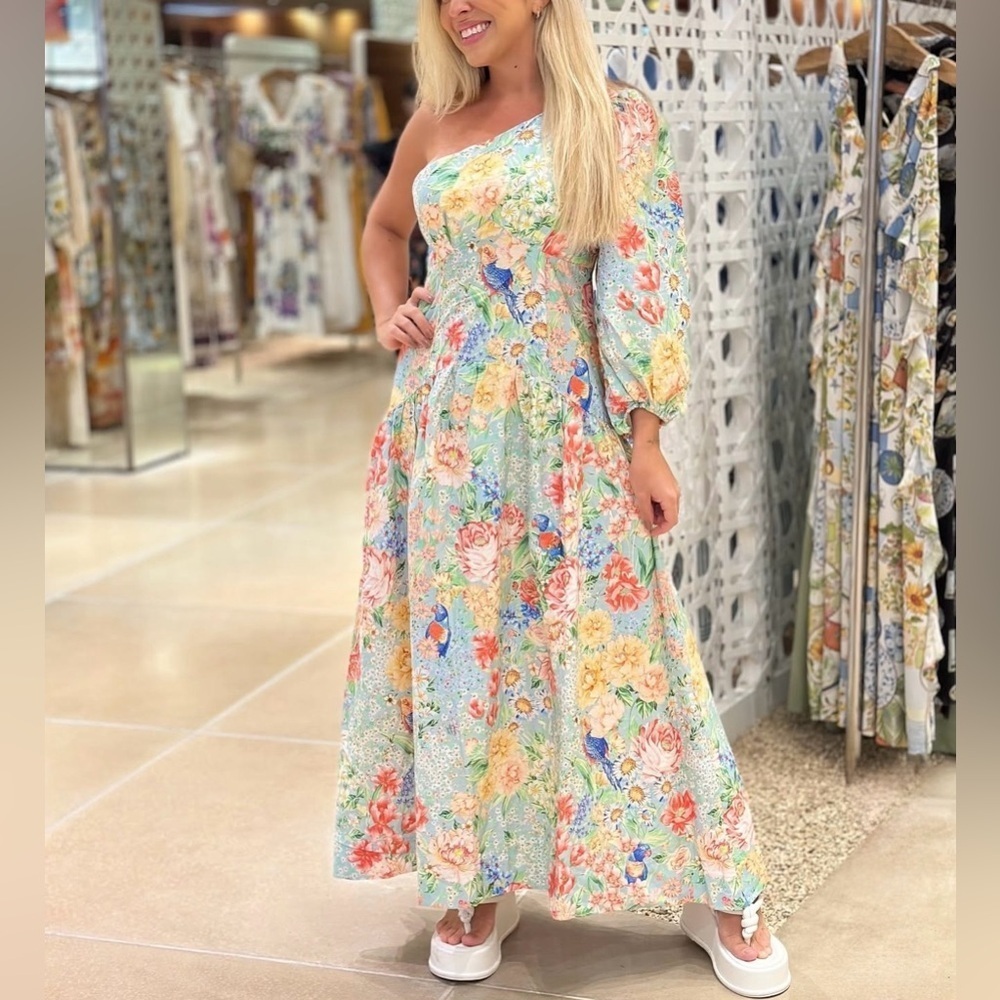 FARM Rio One-Shoulder Long Floral Dress Size M - Picture 3 of 10